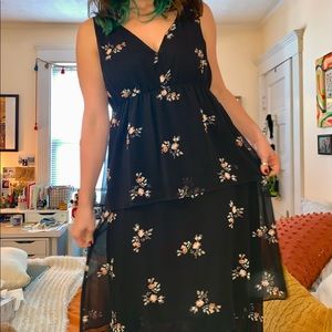 black tiered dress